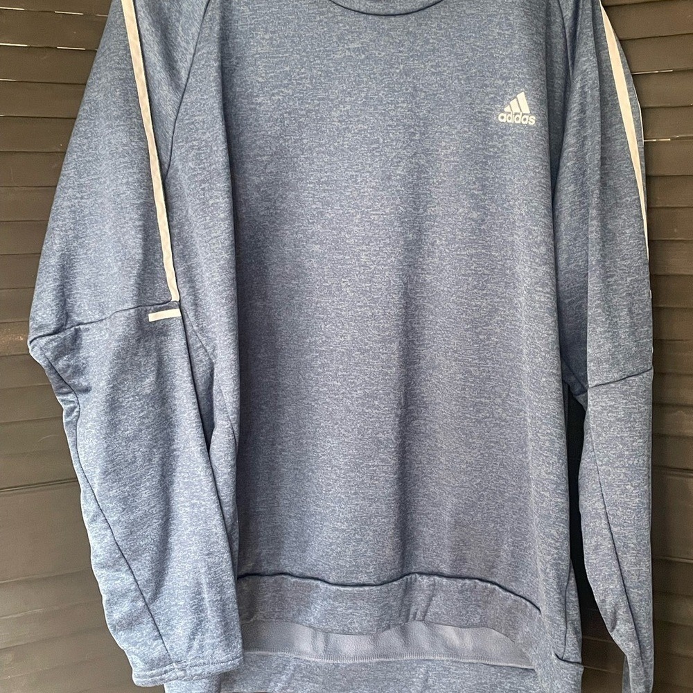 Adidas Running‎ CLIMAWARM Pullover Sweatshirt Blue Heathered Men's 2XL
